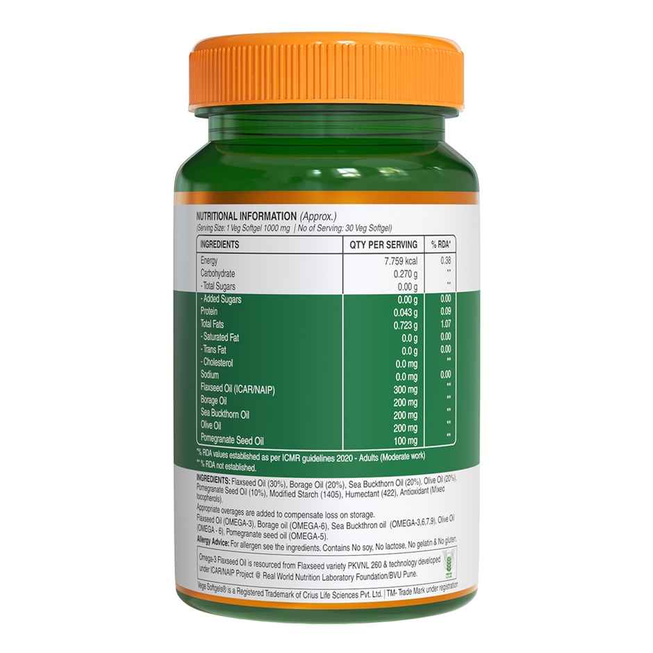 Pure Nutrition Vegan Omega 3-5-6-7-9 | Complete Plant-Based Fatty Acids