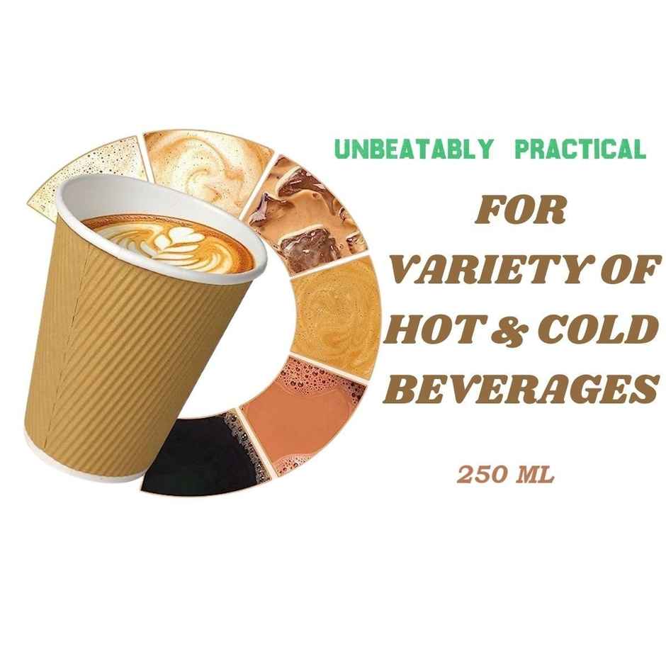 Ripple Paper Cups | 250 ml | 25 pcs | Disposable and Sturdy | Naturepac