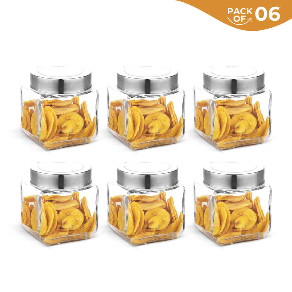 Yera Premium Glass Jar With Steel See - Thorugh Lids 6 pcs Jar Set 240 ml (Each)