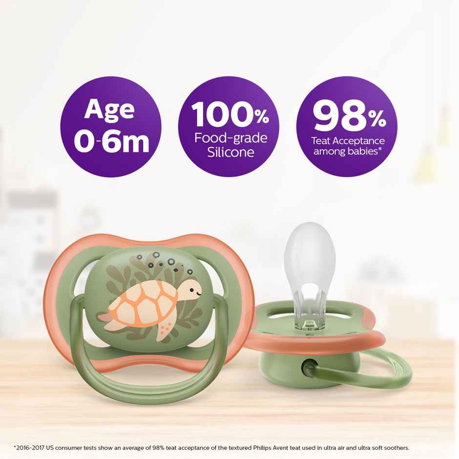 Philips Avent Ultra Air Soother|6-18 m|Extra-large airholes | BPA Free|Orthodontic Nipple|SCF085/60