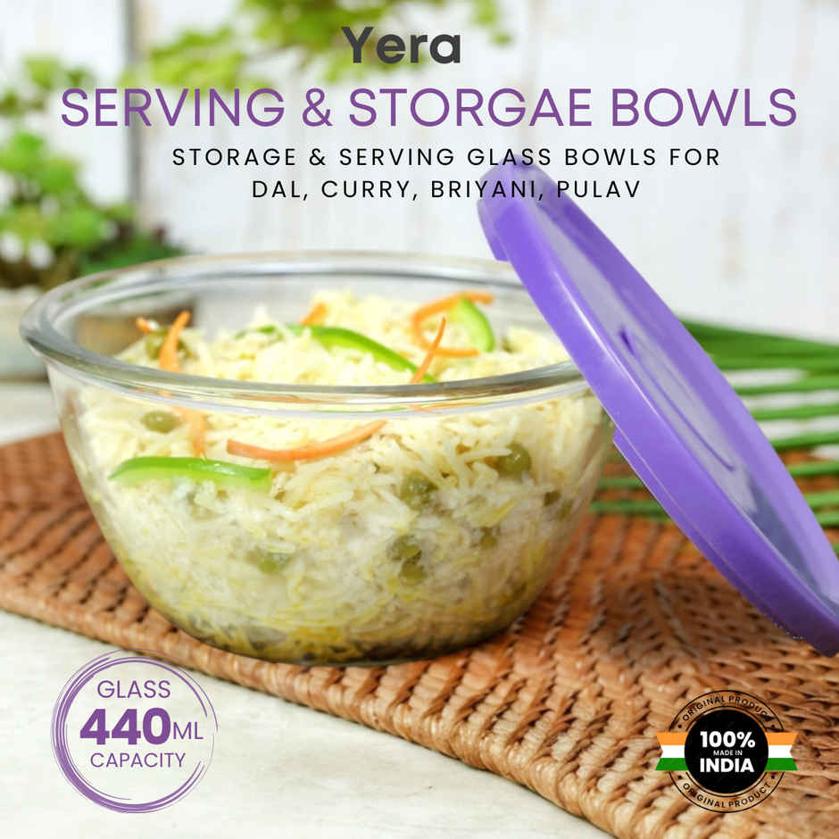 Yera 2 Pc Bowl Set With Lids 435 Ml Each