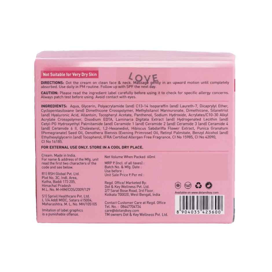 Dot & Key Retinol Night Cream With Ceramides Hyaluronic & Hibiscus Smoothes Wrinkles Fine Line