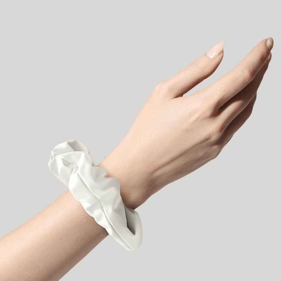 Mueras Silk Satin Hair Tie Scrunchie White