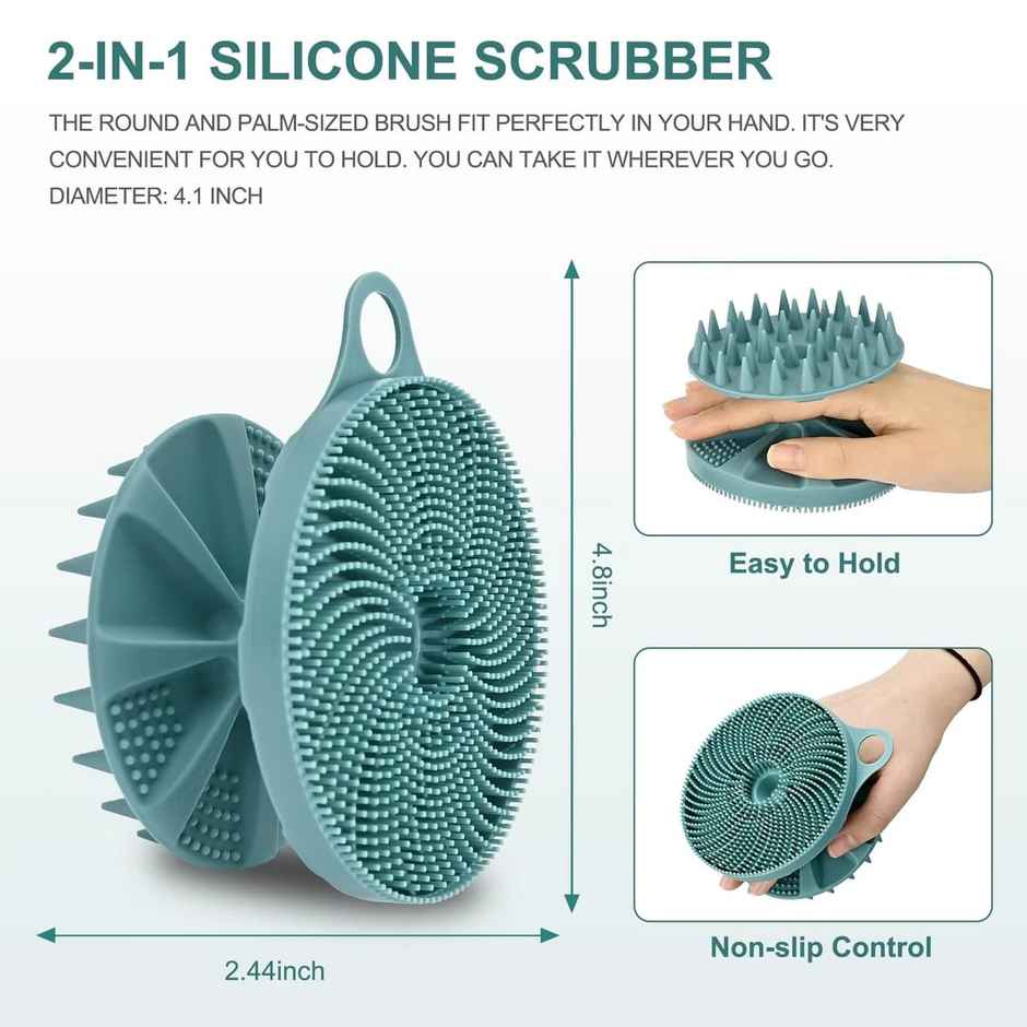 Beautiliss Scalp Massager And Body Scrubber Silicone Shampoo Brush Soft Bath Brush 2 In 1