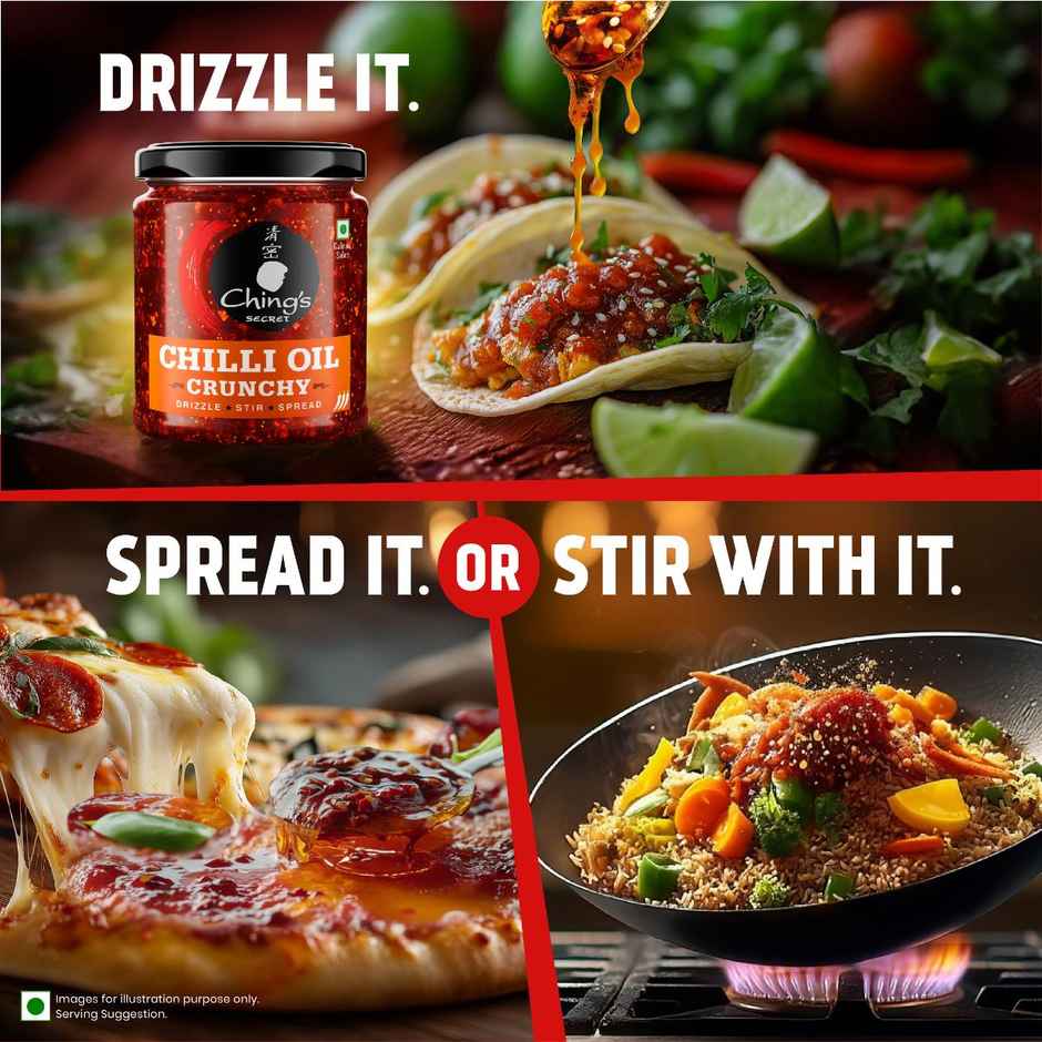 Ching's Chilli Oil Crunchy | Drizzle, Stir, Spread| Use on Noodles, Fried Rice, Dimsums