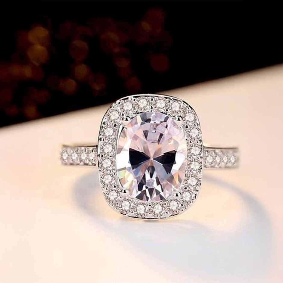 YouBella Jewellery Solitaire Crystal Silver Plated Ring For Women - Silver