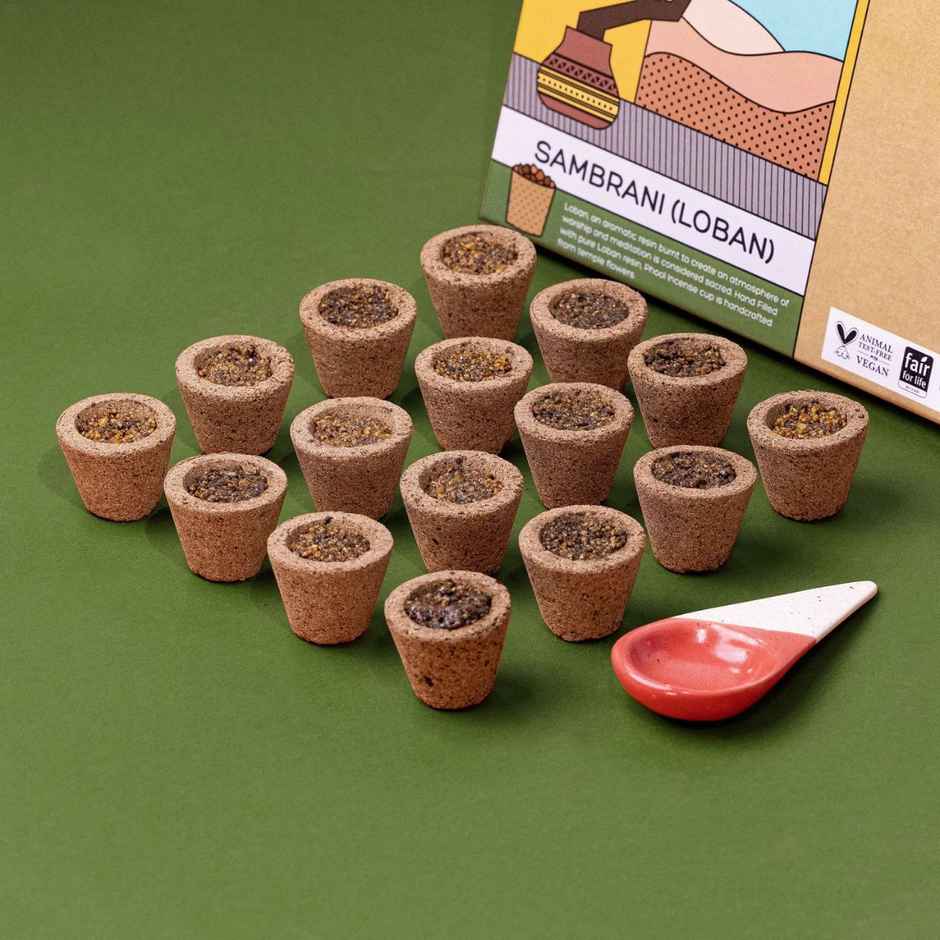 Sambrani Havan Cups | 100% Natural Certified Loban Dhoop Cups | 16 pcs | Phool