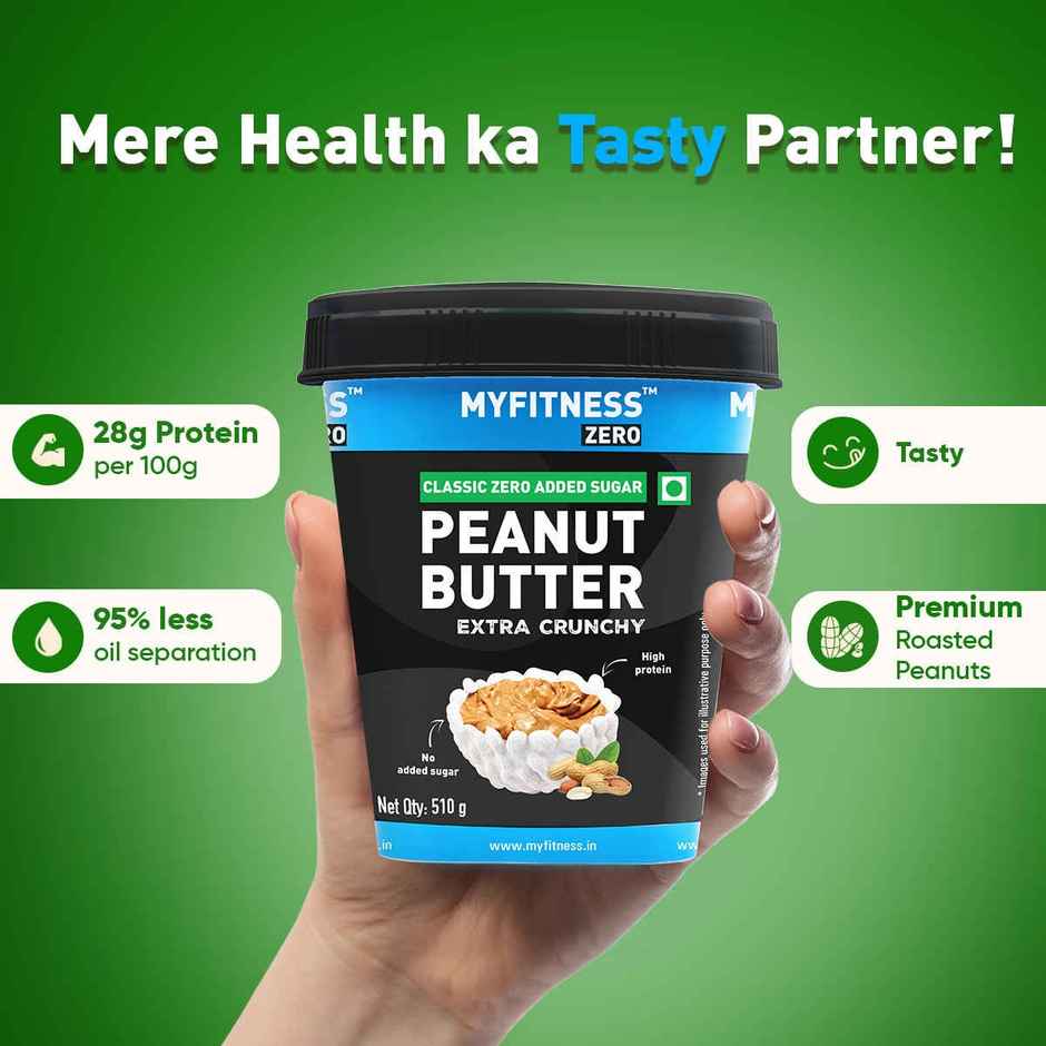 MyFitness 28g High Protein Unsweetened Peanut Butter Crunchy | Zero Added Sugar & No Oil Separation