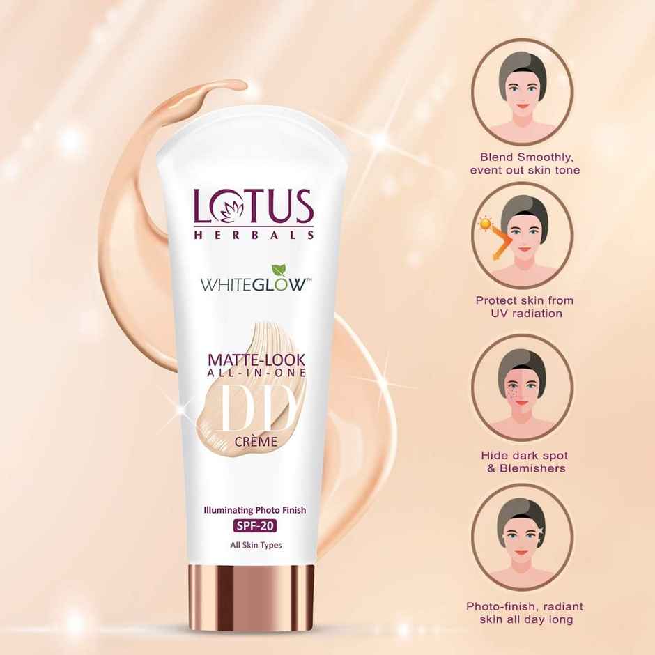 Lotus Herbals Whiteglow Matte Look All In One Dd Cream - Pink Beige Spf 20 All Skin Types