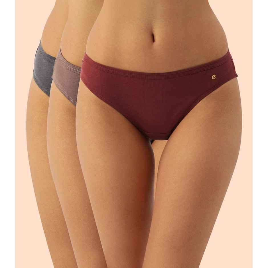 Enamor Women's CB03 Solid Cotton Bikini Panty | Low Waist | PO3 | Assorted | S