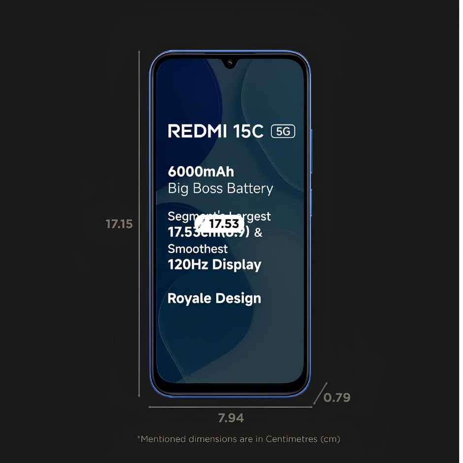 Redmi 15C 5G Smartphone | 6GB RAM | 128GB Storage | 6.9 inch Display | 5G | Moonlight Blue