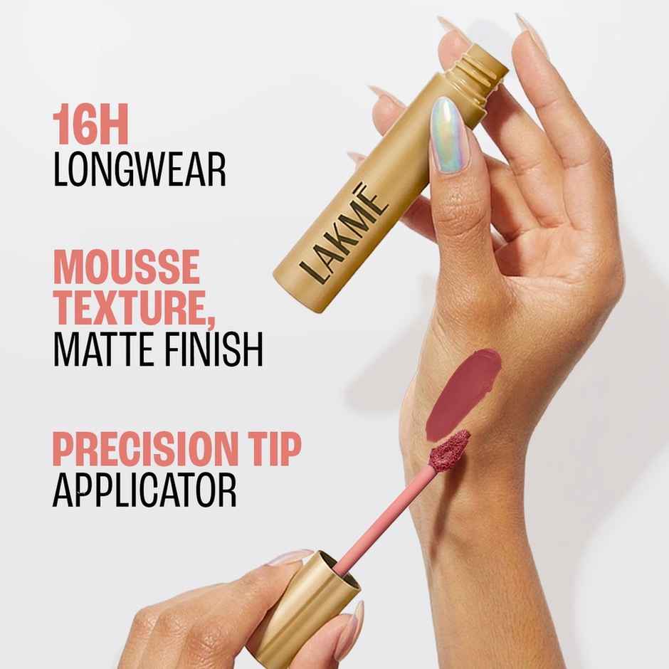 Lakme Double Duty Lip & Cheek Mousse Matte Lipstick & Soft Blush, Rosy Plum