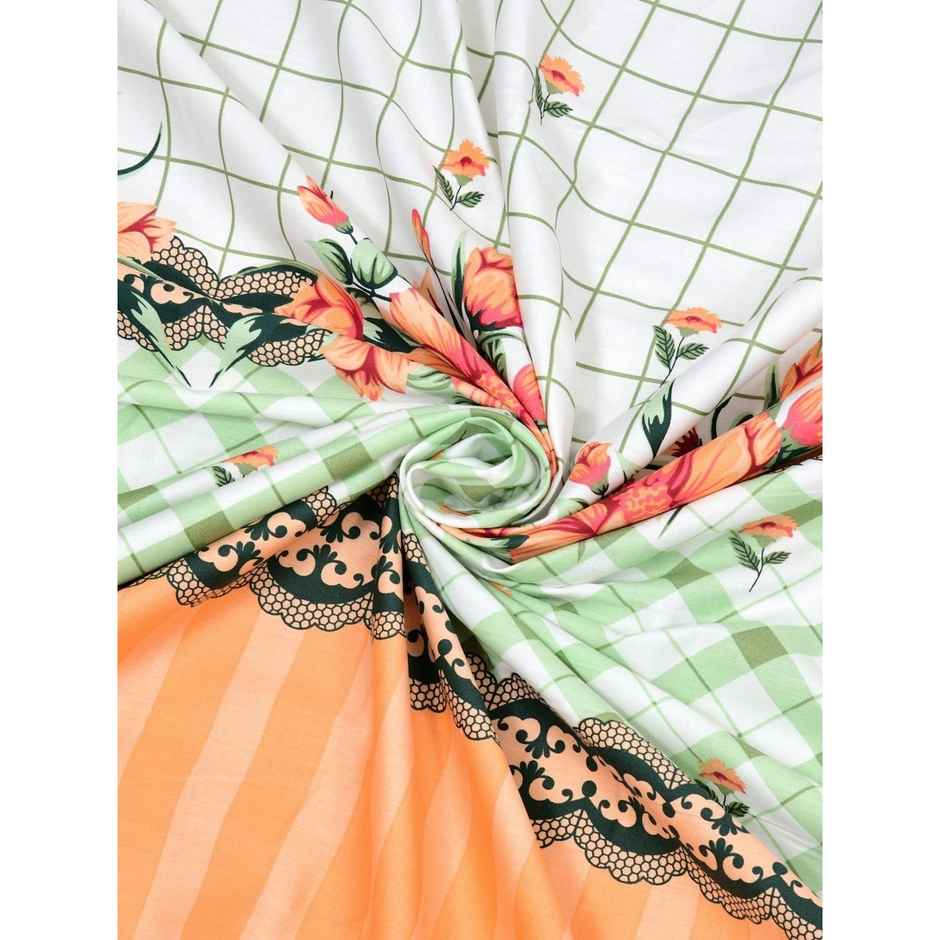 Bombay Dyeing Thyme 210 TC 100% Cotton Satin Peach Super King Size Bedsheet with 2 Pillow Covers