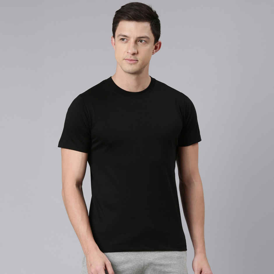 Rupa Jon Men's Round Neck T-Shirt Style | RJ 901 | Jet Black - S