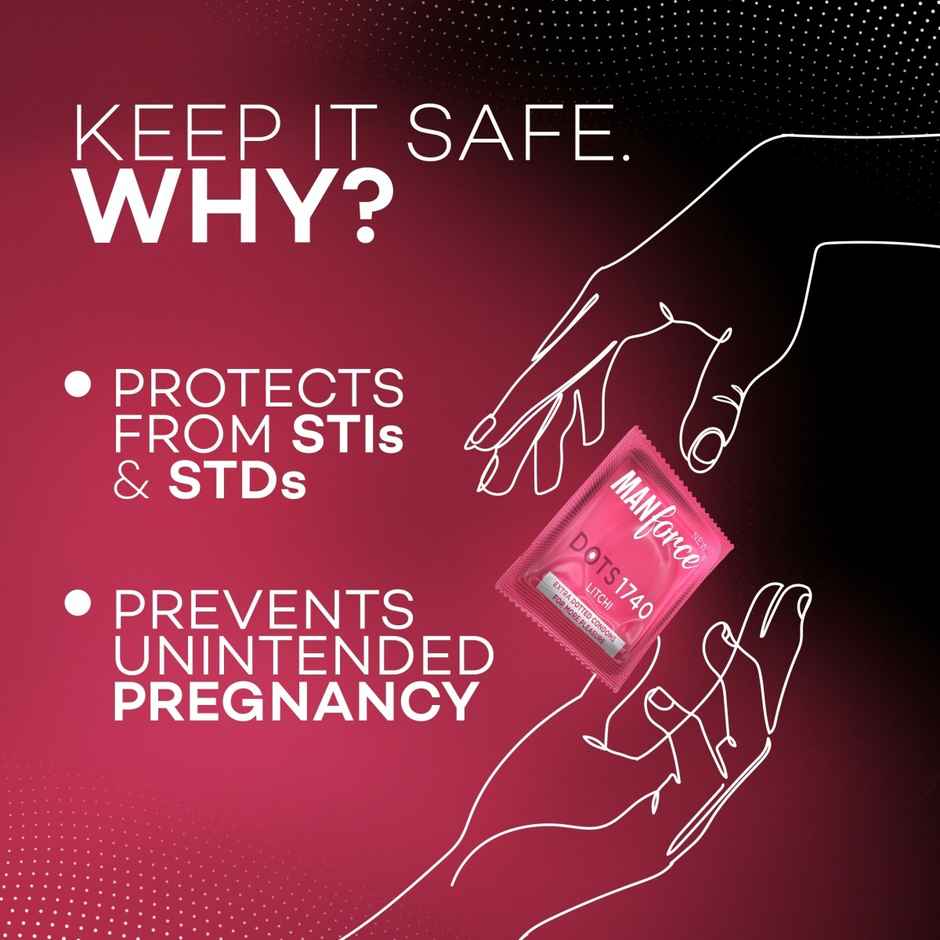 Manforce Extra Dotted | 1740 Dots Litchi Flavoured Condoms