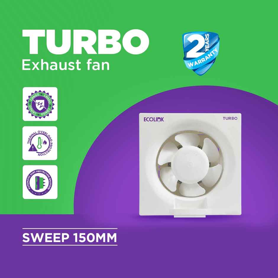 EcoLink Turbo Exhaust Fan | White - 150 mm