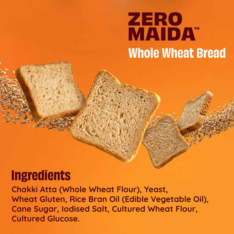 The Health Factory Whole Wheat Bread | Zero Maida | Source of Protein & Fibre