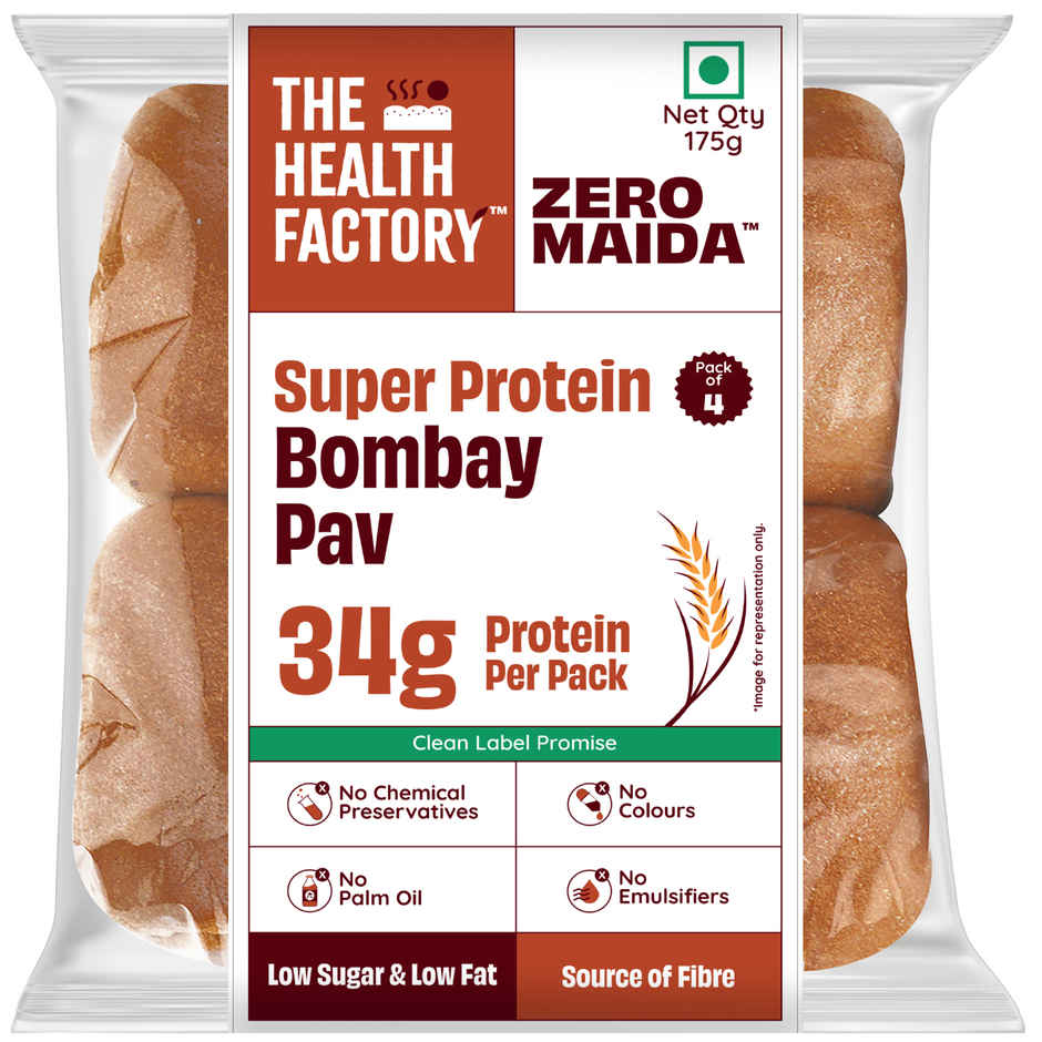 The Health Factory Super Protein Bombay Pav | Zero Maida | 34g High Protein | Whole Wheat Pav