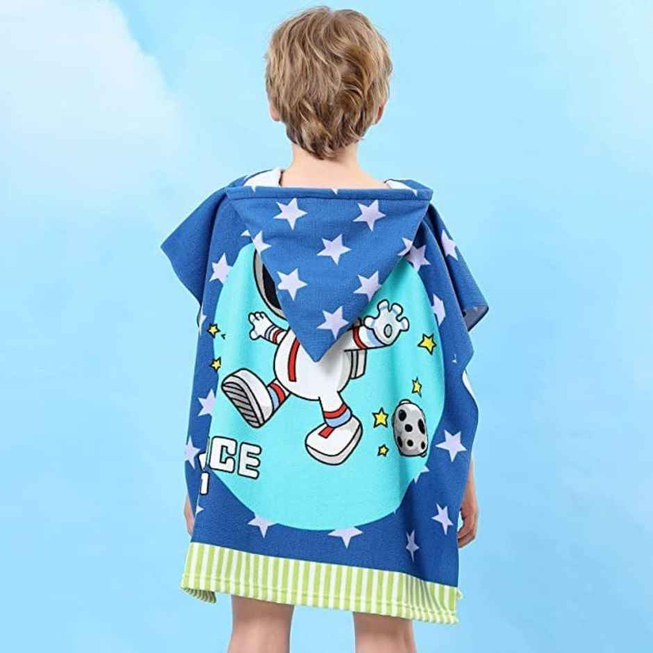 Famyo Hooded Poncho Towel, Astronaut Design for Kids - 1 to 7 Years, 60 x 60 cm
