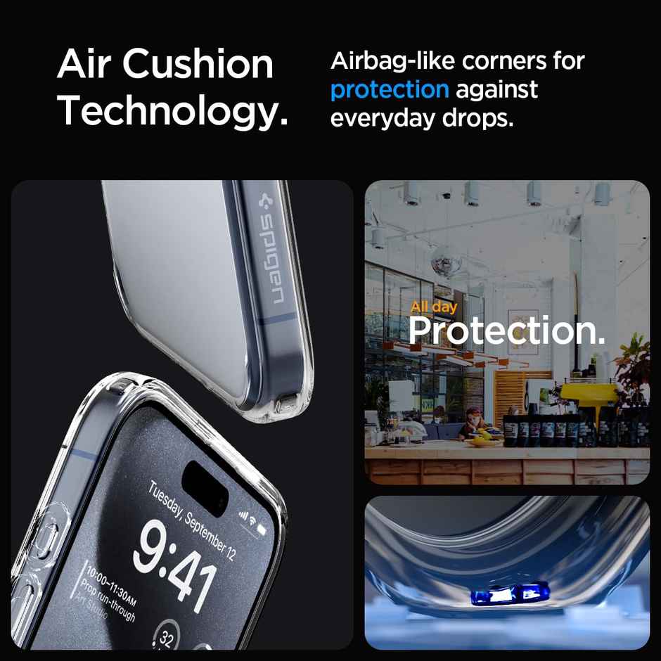 Spigen Ultra Hybrid Back Cover Case Compatible with iPhone 15 Pro(TPU +Poly Carbonate|Crystal Clear)