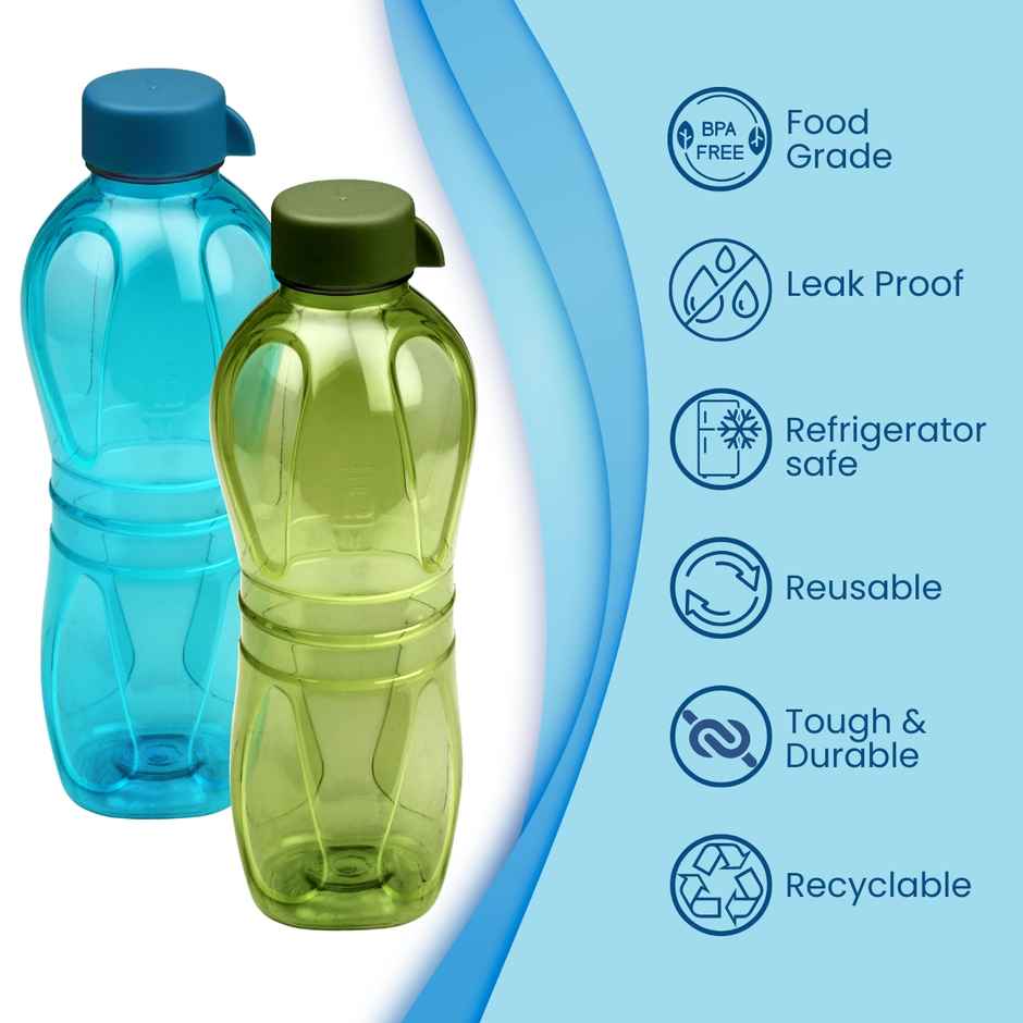 Flair Aqua Pet Bottle With Regular Cap 1000 ml - Blue & Green