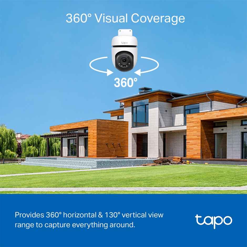 TP-Link Tapo C510W 2K 3MP 1296 Outdoor Pan/Tilt Security WiFi Camera, 360° Visual Coverage, IP65