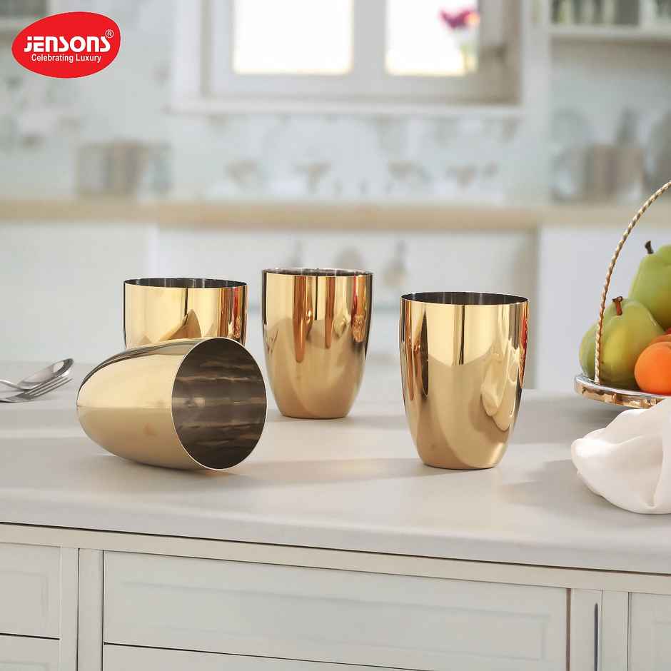 Jensons Pvd Lotus Glass 4 Pcs -gold