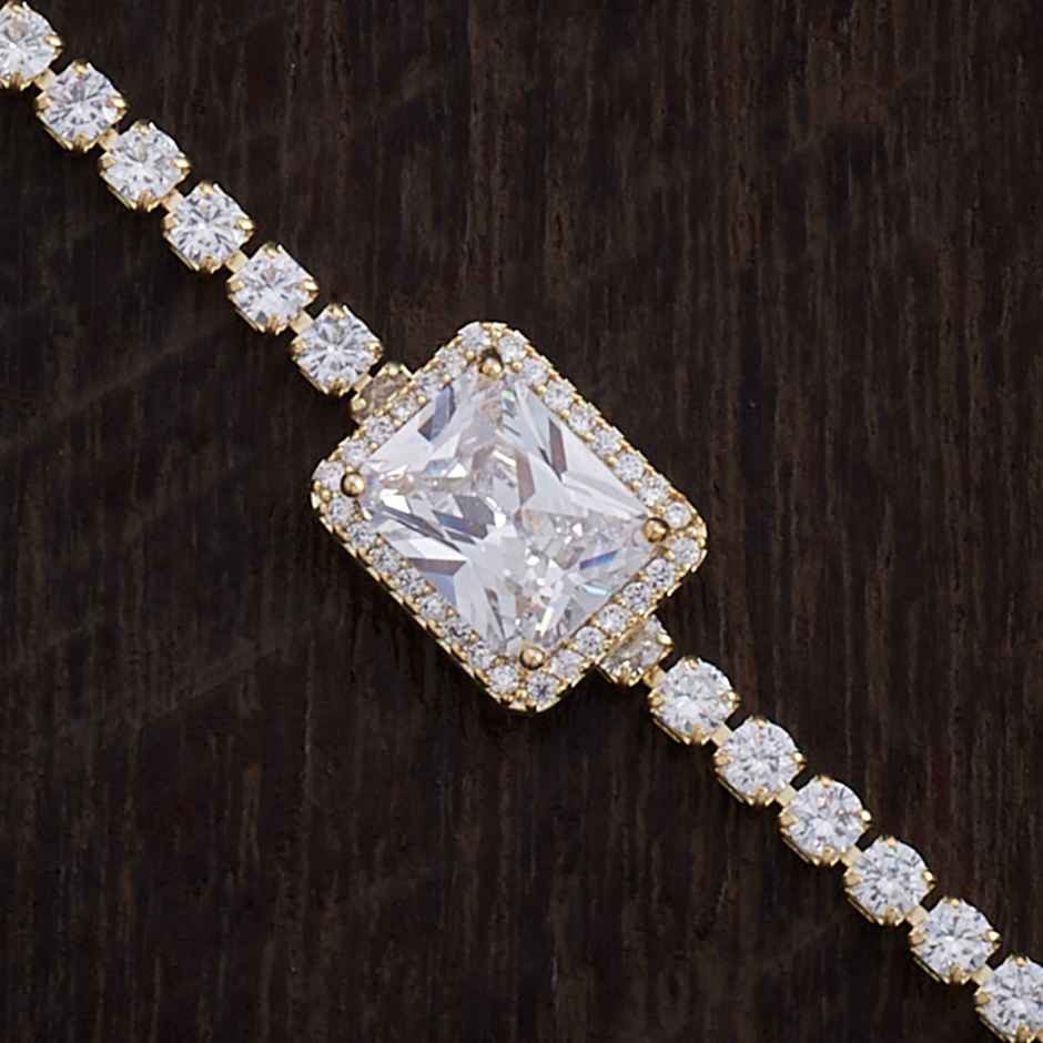 Kushal s Fashion Jewellery White Gold-Plated Party Zircon Bracelet | 438986