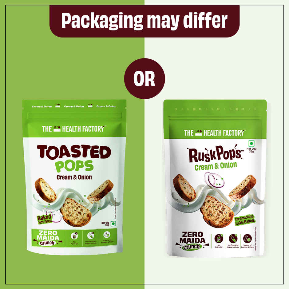 The Health Factory Toasted Snack Pops Cream & Onion | Zero Maida Combo