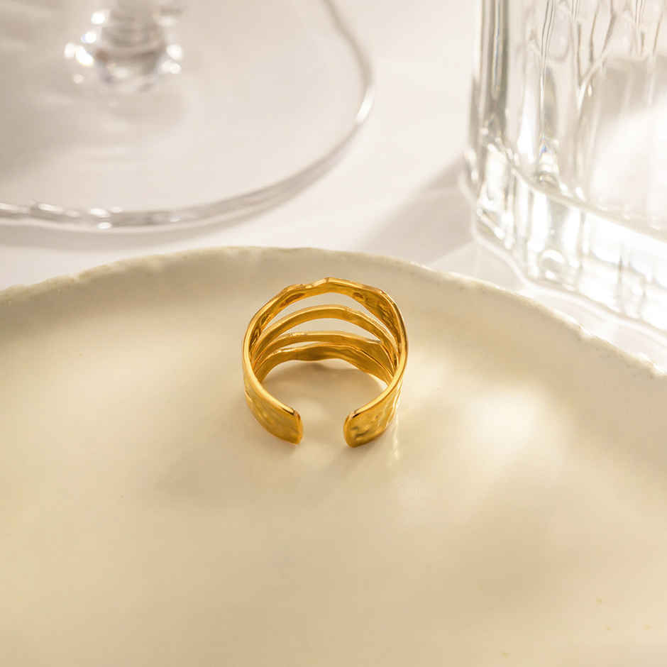 Label She Gold Plated Anti Tarnish Stainless Steel Adjustable Ring | LS-RNG-72165