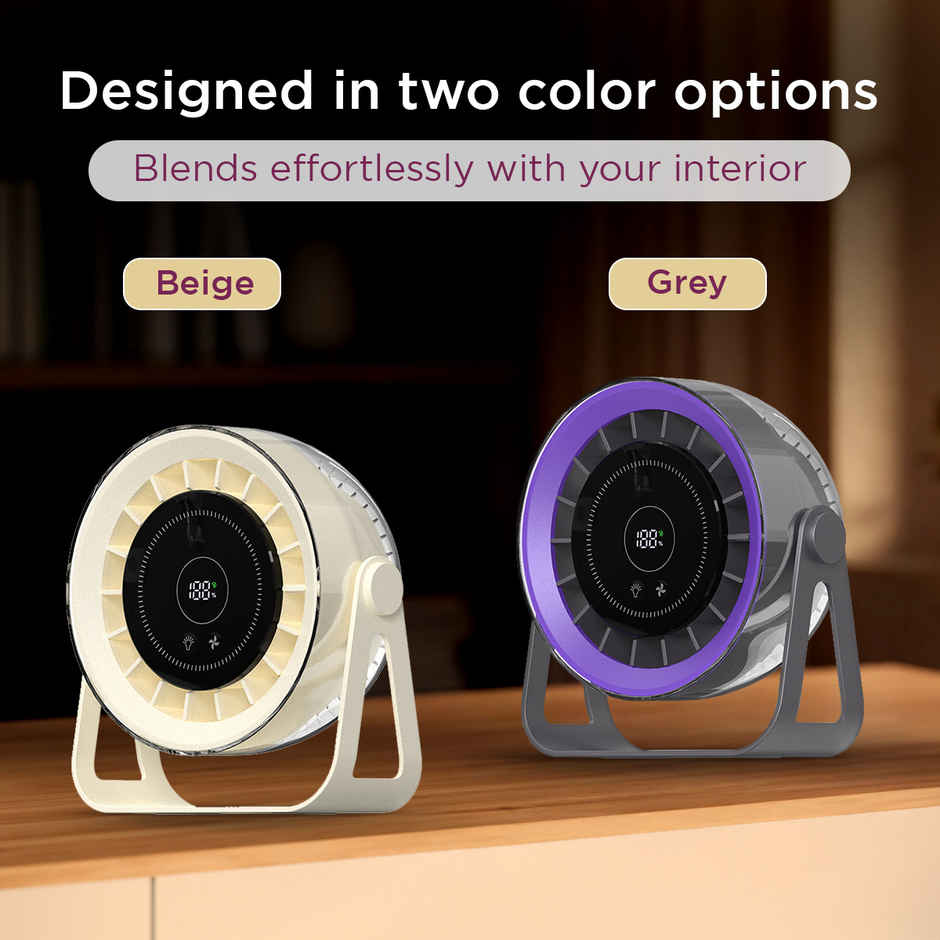 EcoLink Desk Dude Table Fan (Grey Purple) | USB Rechargeable