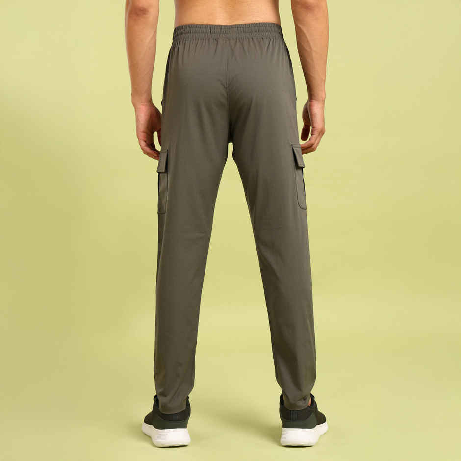 Technosport Men Poly Solid Relax Fit Sports Cargo Trackpants with TS FLEXI | Beetle | L