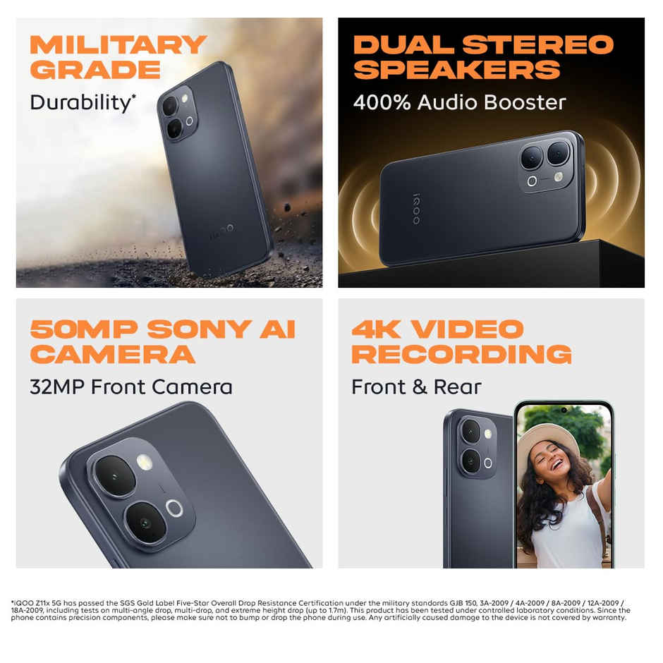 iQOO Z11x 5G | 8GB RAM, 128GB Storage | Titan Black