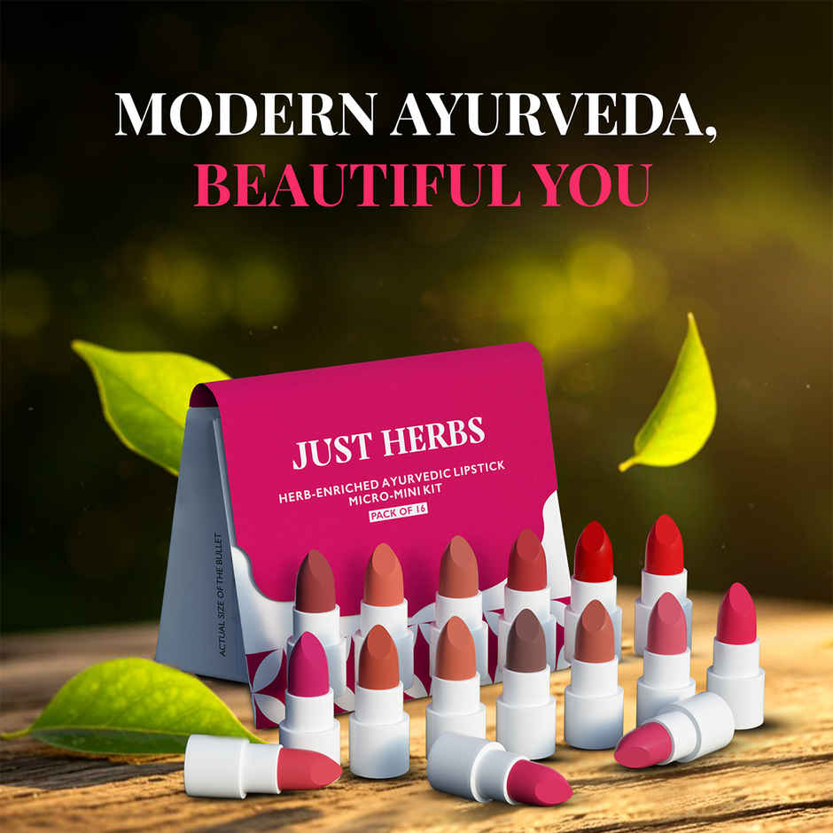 Just Herbs Ayurvedic Lipstick Micro-Mini Trial Kit | Multicolor