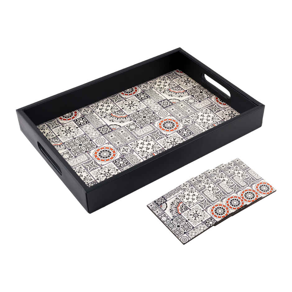 Birch & Co. Serving Tray - Indus With Four Free Matching Coasters