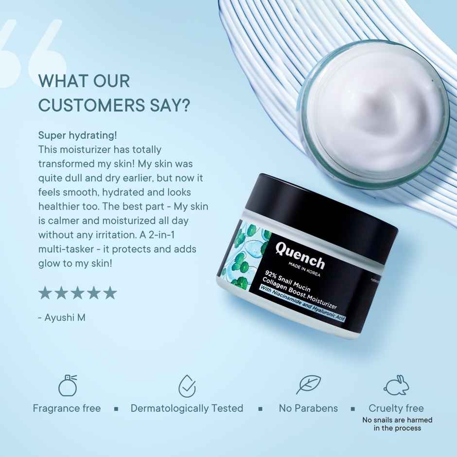 Quench Botanics 92% Snail Mucin Collagen Boost Moisturizer