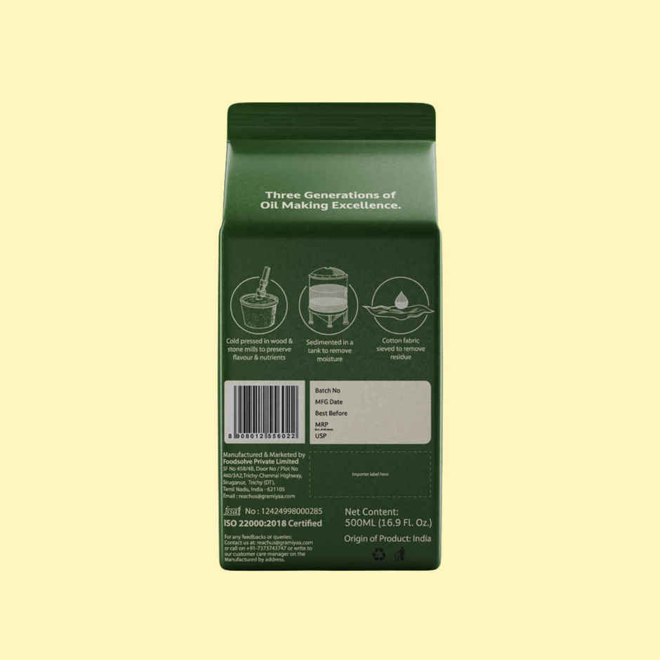 Gramiyaa Coconut Wood Cold Pressed Oil (Nariyal Oil)