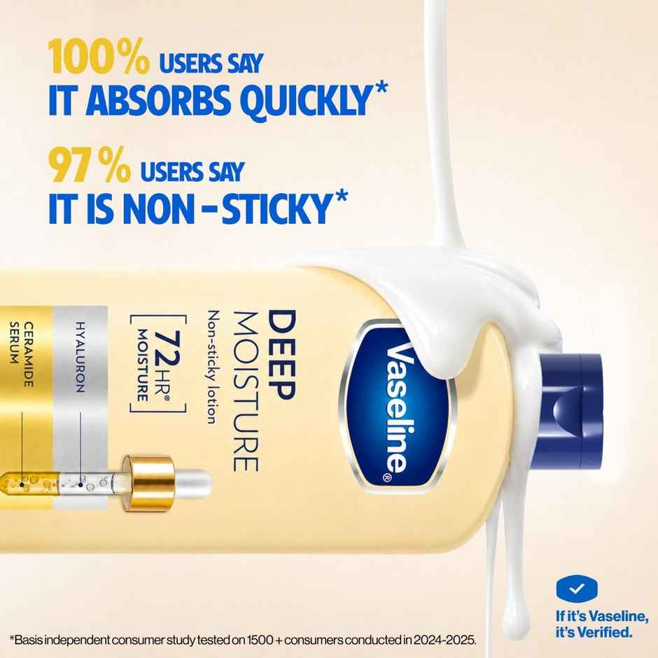 Vaseline Deep Moisture Body Lotion With Ceramide Hyaluron | 10X More Moisture | For Dry Skin