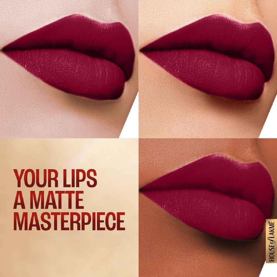 Lakme 9to5 Powerplay Priming Matte Lipstick, Lasts 16hrs, Deep Wine
