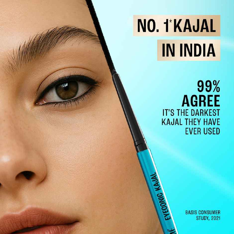 Lakme 9 to 5 Eyeconic Kajal Twin Pack, lasts upto 24hrs, Pack of 2- Deep Black