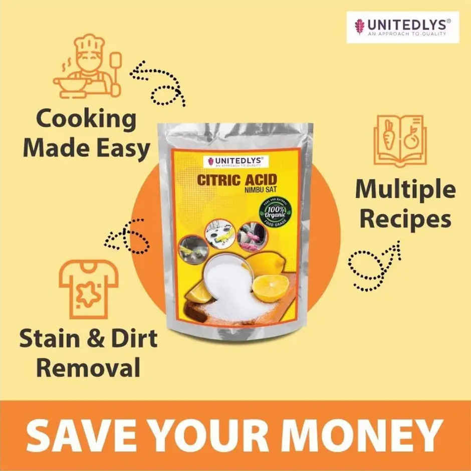 Unitedlys 100% Pure Citric Acid Powder for Cleaning | Natural & Flavoring Agent