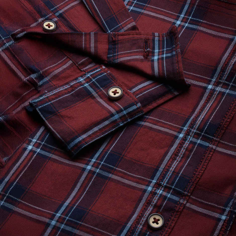 The Indian Garage Co Men's Slim Fit Checkered Casual Shirt | Rust - 2XL