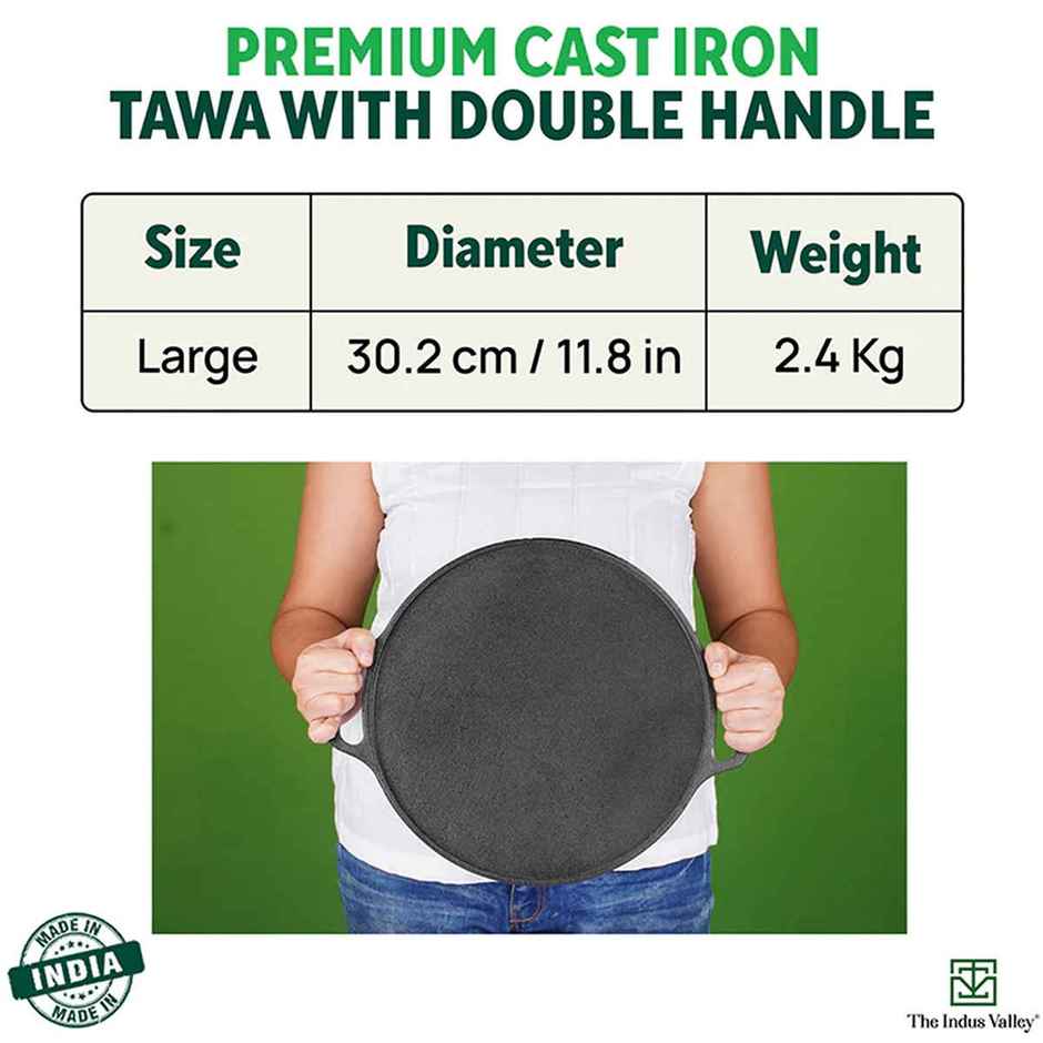 The Indus Valley Pre-Seasoned Cast Iron Tawa for Dosa/Chapathi | 30.2cm/11.8 inch