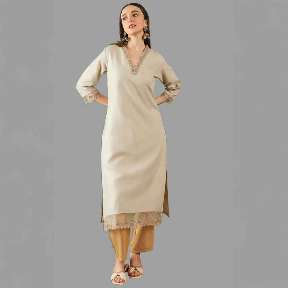 Kesaria Women's Trendy Stylish Kurti | Light Green - XXL