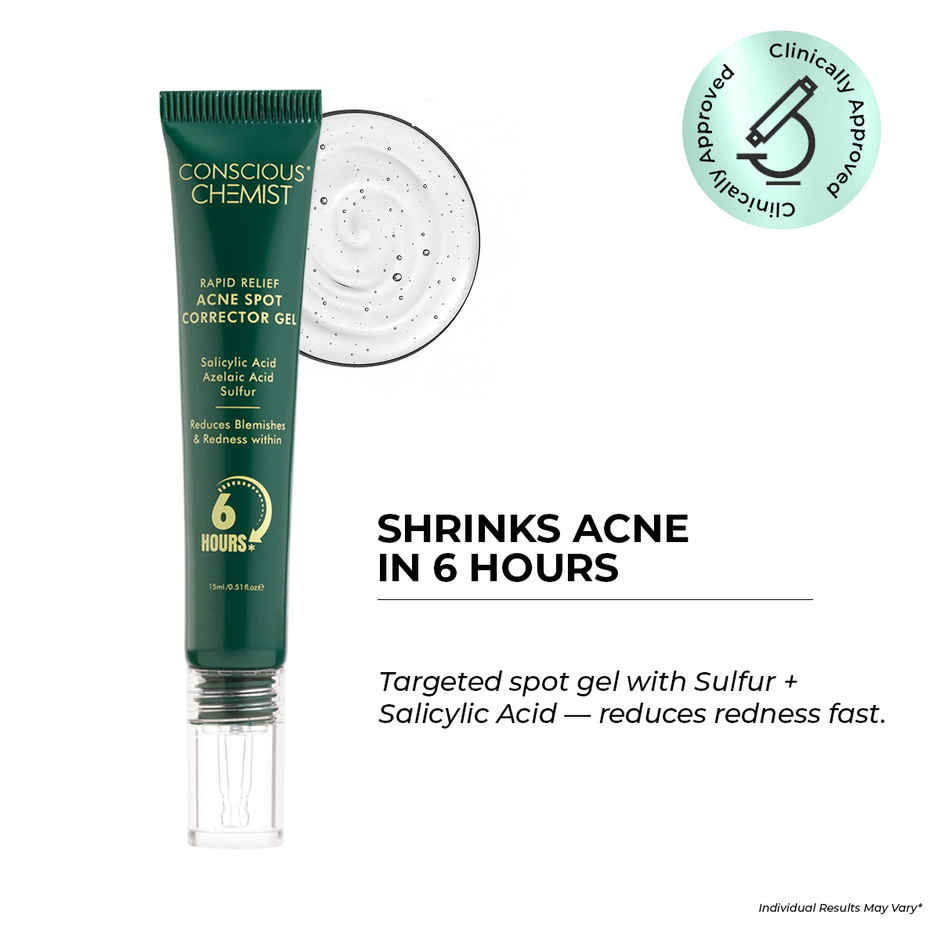 Conscious Chemist Rapid Relief Acne Spot Corrector Gel with Salicylic & Azelaic Acid for Clear Skin