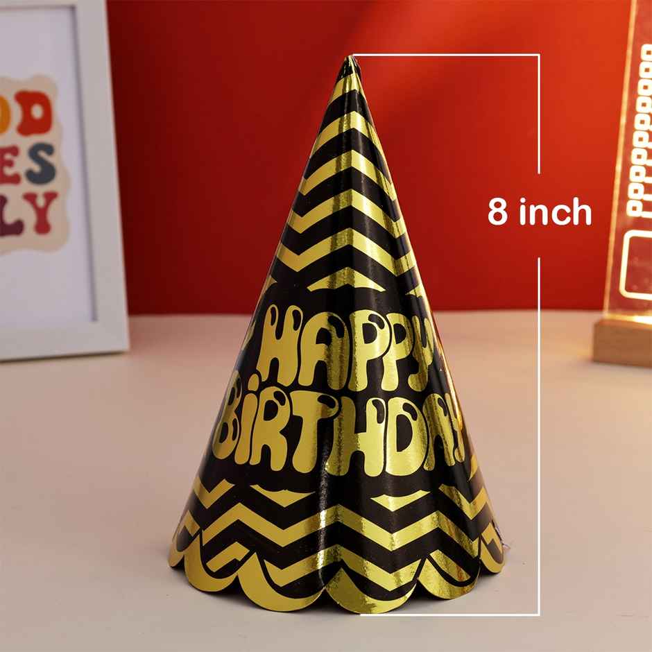 Gold Silver Party Hats | Birthday Celebration Caps Set | Pack of 5 | Propcon | Party Decor