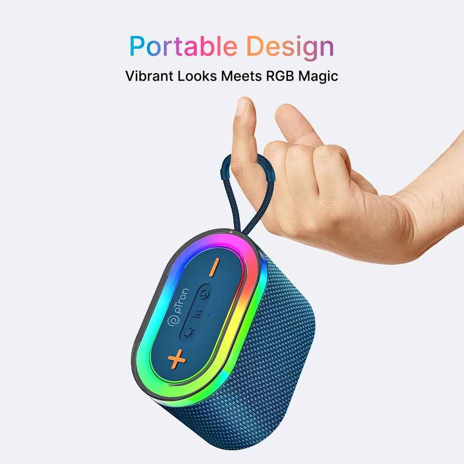 pTron Fusion Pop 12W Bluetooth Speaker With 10 Hours Playback | RGB Leds | Type-C Charging - Blue