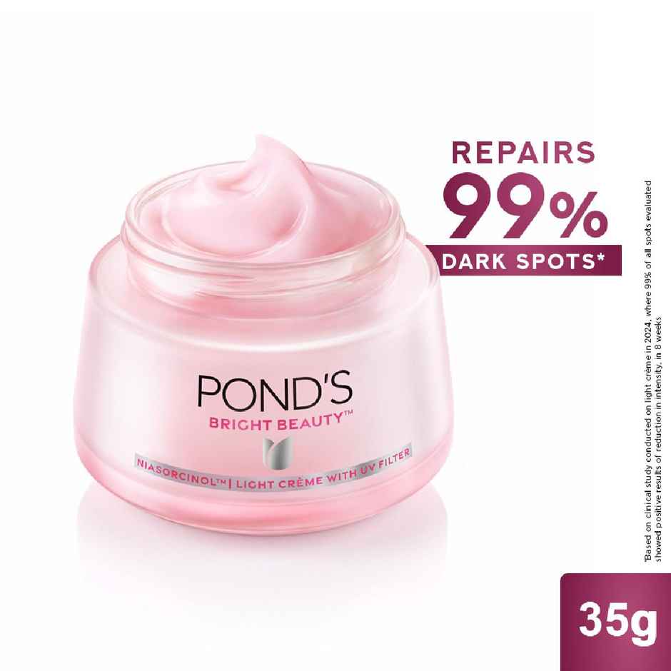 Pond's  Bright Beauty Light Cream With Uv Filter, Niasorcinol, Fades Dark Spots, Brightens Skin, 35G