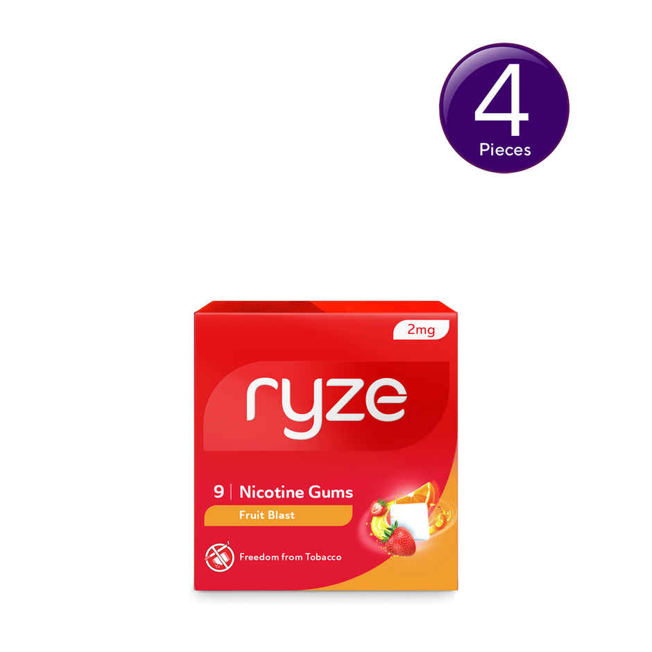 Ryze Nrt 2Mg (Fruit Blast) Nicotine Gums Single Pack - 9 Gum Blister Combo  