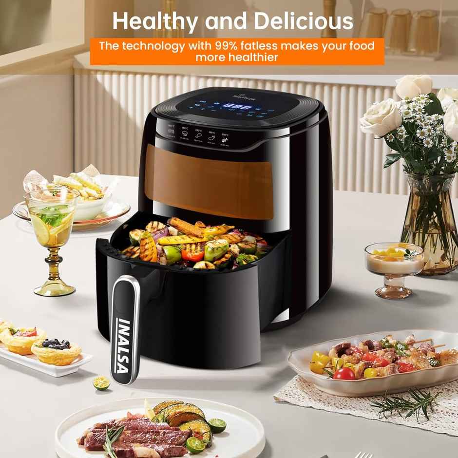 INALSA Air Fryer 1400 W Tasty Fry DW 4.2 ltr ,Air-Fryer with Window Display,8 Preset & Digital
